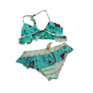 Girls Floral Butterfly Bikini Set sz 7
